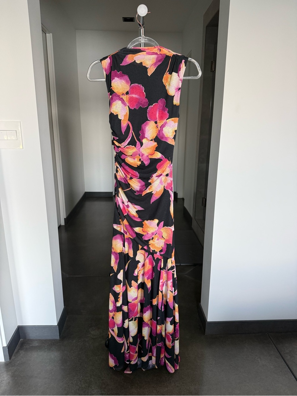 Rails Sleeveless Black Floral Maxi Dress with Pink & Orange Blooms